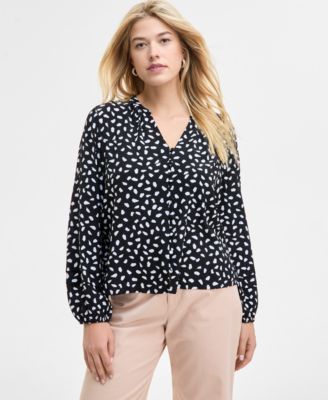 On 34th - Women's Printed Button-Front Blouse