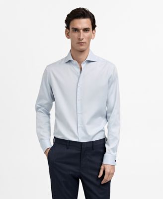 MANGO - Men's EU Slim-Fit Twill Fabric Dress Shirt