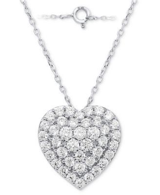 Forever Grown Diamonds - Lab-Grown Diamond Cluster Heart 18" Pendant Necklace (2 ct. t.w.)