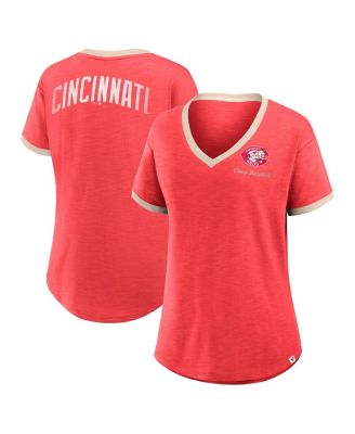 Fanatics - Women's Red Cincinnati Reds Binge Worthy Stadium Slub V-Neck T-Shirt