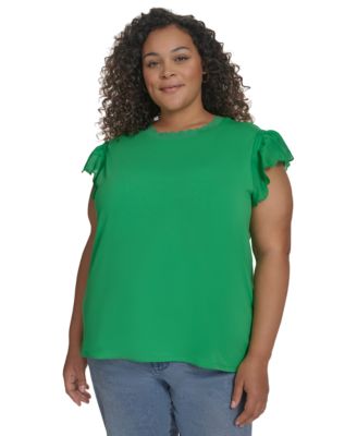 KARL LAGERFELD PARIS - Plus Size Ruffled-Sleeve Knit Top