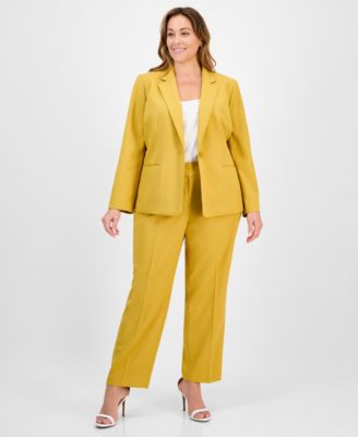 Le Suit - Plus Size Crepe One-Button Straight-Leg Pantsuit