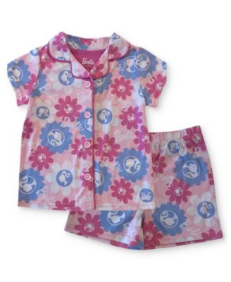 Barbie - Toddler Girls Button-Down Shorts Pajama Set
