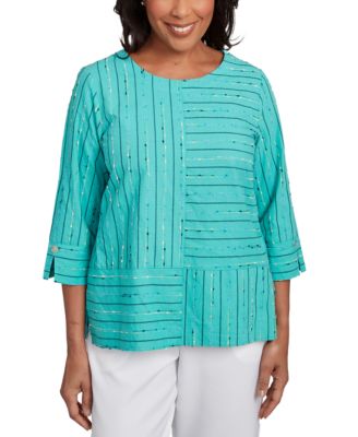 Alfred Dunner - Petite Nantucket Spliced 3/4-Sleeve Top
