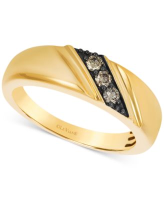 Le Vian - Men's Chocolate Diamond Three Stone Diagonal Band (1/5 ct. t.w.) in 14k Gold