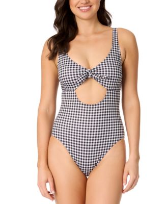 Salt + Cove - Juniors' Cutout Plaid One-Piece Swimsuit