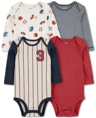 Carter's - Baby Boys Cotton Sports Jersey Long-Sleeve Bodysuits, 4 Pack