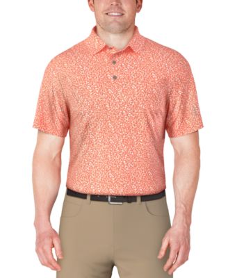 PGA TOUR - Men's Short Sleeve Micro Geo Print Golf Polo Shirt