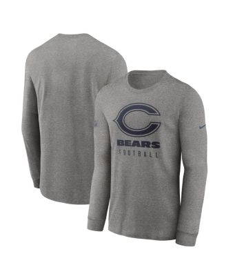Nike - Men's Heather Gray Chicago Bears Team Issue Long Sleeve Performance T-Shirt