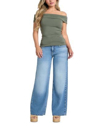 GUESS - Women's Mid Rise Wide-Leg Palazzo Jeans