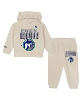 Mitchell & Ness - Toddler Cream Minnesota Timberwolves Hang Time Oversized Pullover Hoodie Pants Set