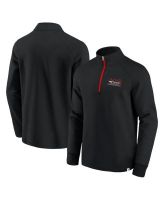 Formula 1 - Men's Black Tempo Halftone Grid Badge Raglan Quarter-Zip Pullover