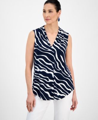 JM Collection - Petite Hannah Animal-Print Sleeveless Top