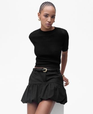MANGO - Women's Short-Sleeved Openwork Knitted Sweater