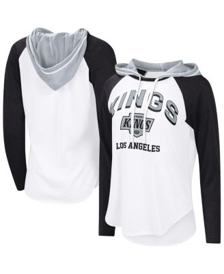 G-III 4Her by Carl Banks - Women's White Los Angeles Kings VIP Raglan Long Sleeve Hoodie T-Shirt