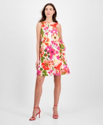 Anne Klein - Petite Printed Sleeveless Scuba Trapeze Dress