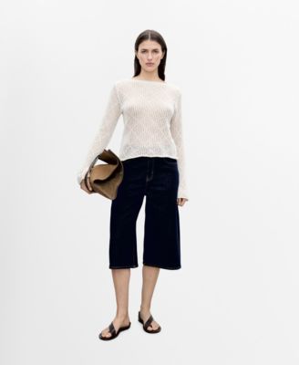 MANGO - Women's Cotton Openwork Knit Sweater