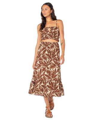 Roxy - Juniors' Malia Cotton Printed Tiered Midi Skirt