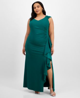 Alex Evenings - Plus Size Ruched Ruffled Gown
