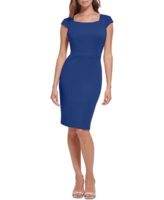 Calvin Klein - Women's Scuba Scoop-Neck Cap-Sleeve Dress