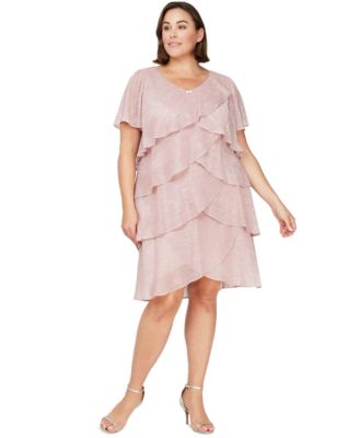 SL Fashions - Plus Size Tiered Metallic Dress