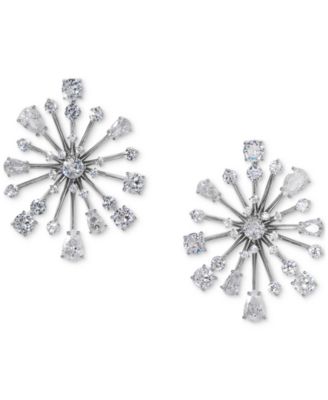 Eliot Danori - Silver-Tone Cubic Zirconia Sunburst Stud Earrings