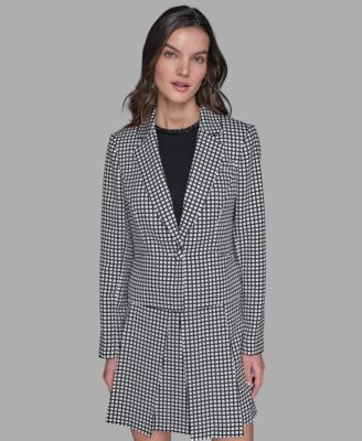 KARL LAGERFELD PARIS - Women's Check Print One-Button Blazer