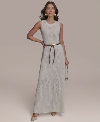 Donna Karan New York - Women's Pointelle Knit Belted Dress