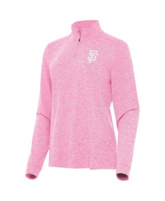 Antigua - Women's Pink San Francisco Giants Mentor Lightweight Mock Neck Quarter-Zip Top