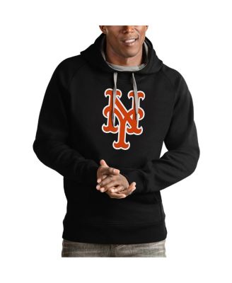 Antigua - Men's Black New York Mets Victory Pullover Team Logo Hoodie