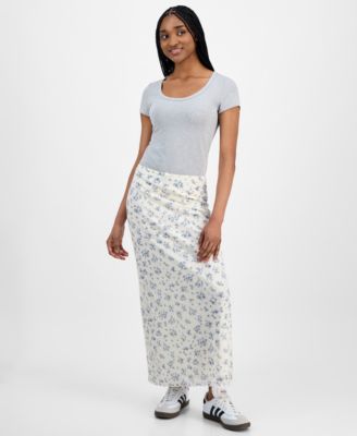 Hippie Rose - Juniors' Floral-Print Maxi Skirt