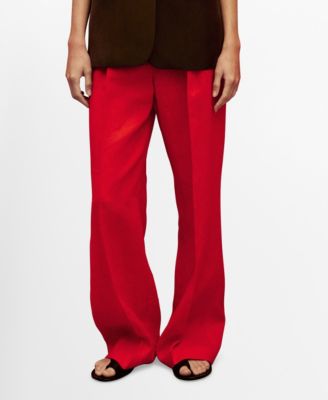 MANGO - Women's Straight Linen Suit Pants