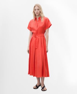 MANGO - Women's Flared Belted Midi-Dress