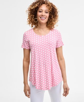 JM Collection - Women's Printed Scoop-Neck Short-Sleeve Top, Exclusively at Macy's