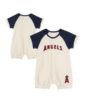 Outerstuff - Baby Boys and Girls White Los Angeles Angels Slide Run Raglan Coveralls