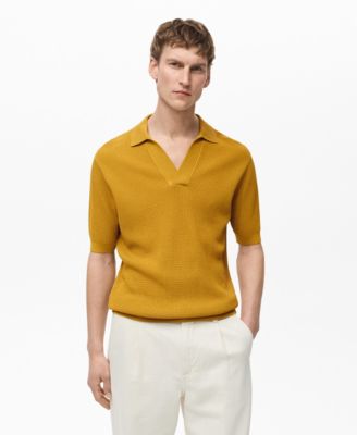 MANGO - Men's Structured Fine-Knit Polo Shirt