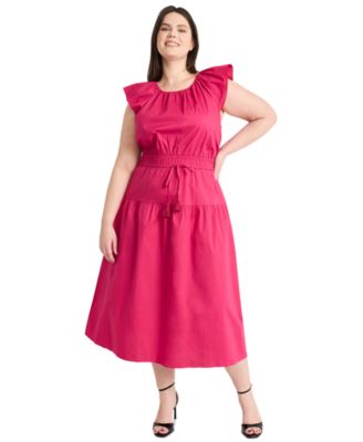 Maggy London - Plus Size Cinched-Waist Midi Dress