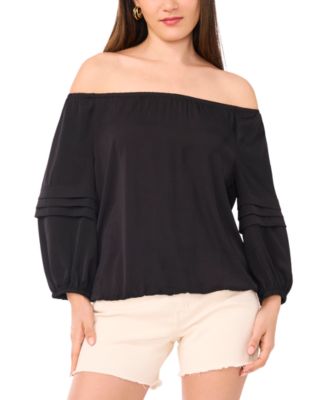 Vince Camuto - Women's Off-The-Shoulder Pleated-Sleeve Top