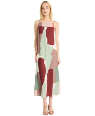 Luxely - Women's Printed Square-Neck Maxi Dress