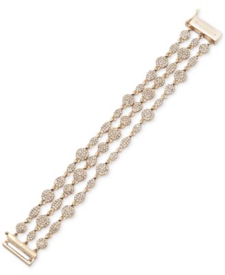Givenchy - Silver-Tone Pav&eacute; Cluster Triple-Row Flex Bracelet
