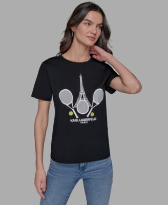 KARL LAGERFELD PARIS - Petite Tennis Racquet Crewneck Tee