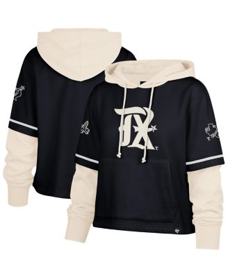 '47 Brand - Women's Navy Texas Rangers City Connect Shortstop Cropped Pullover Hoodie