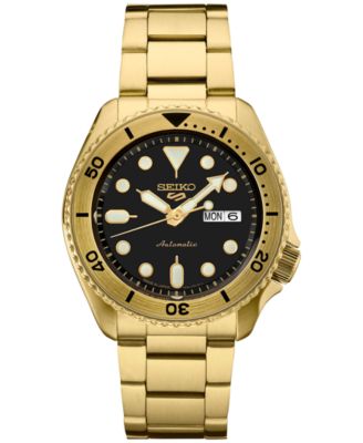 Seiko - Men's Automatic 5 Sports Gold-Tone Stainless Steel Bracelet Watch 43mm