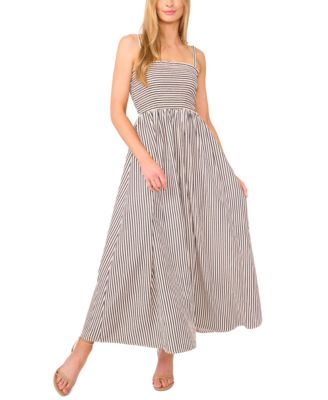 CeCe - Women's Smocked Tie Strap Maxi Dress