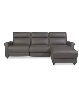 Furniture - Thandler 3-Pc. Leather Chaise Sectional with 1 Drop Down Table