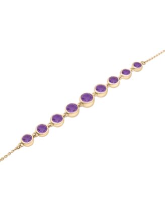 Macy's - Amethyst Bezel Graduated Link Bracelet (1-1/2 ct. t.w.) in 14k Gold-Plated Sterling Silver