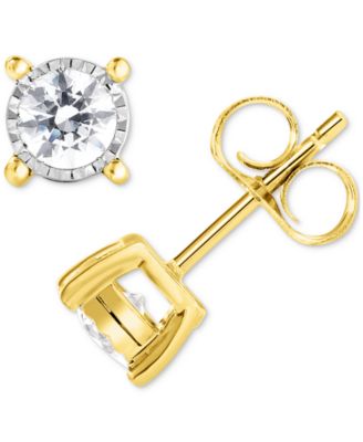 TruMiracle - Diamond Solitaire Stud Earrings (1/3 ct. t.w.) in 14k Yellow Gold