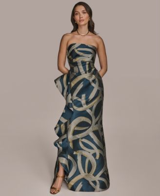 Donna Karan New York - Women's Metallic-Print Strapless Gown
