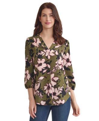 Jones New York - Women's Floral-Print 3/4-Sleeve Top
