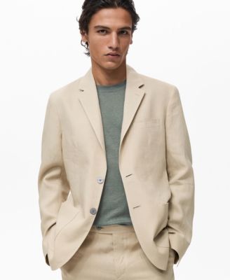 MANGO - Men's Patch Pockets Linen Blazer